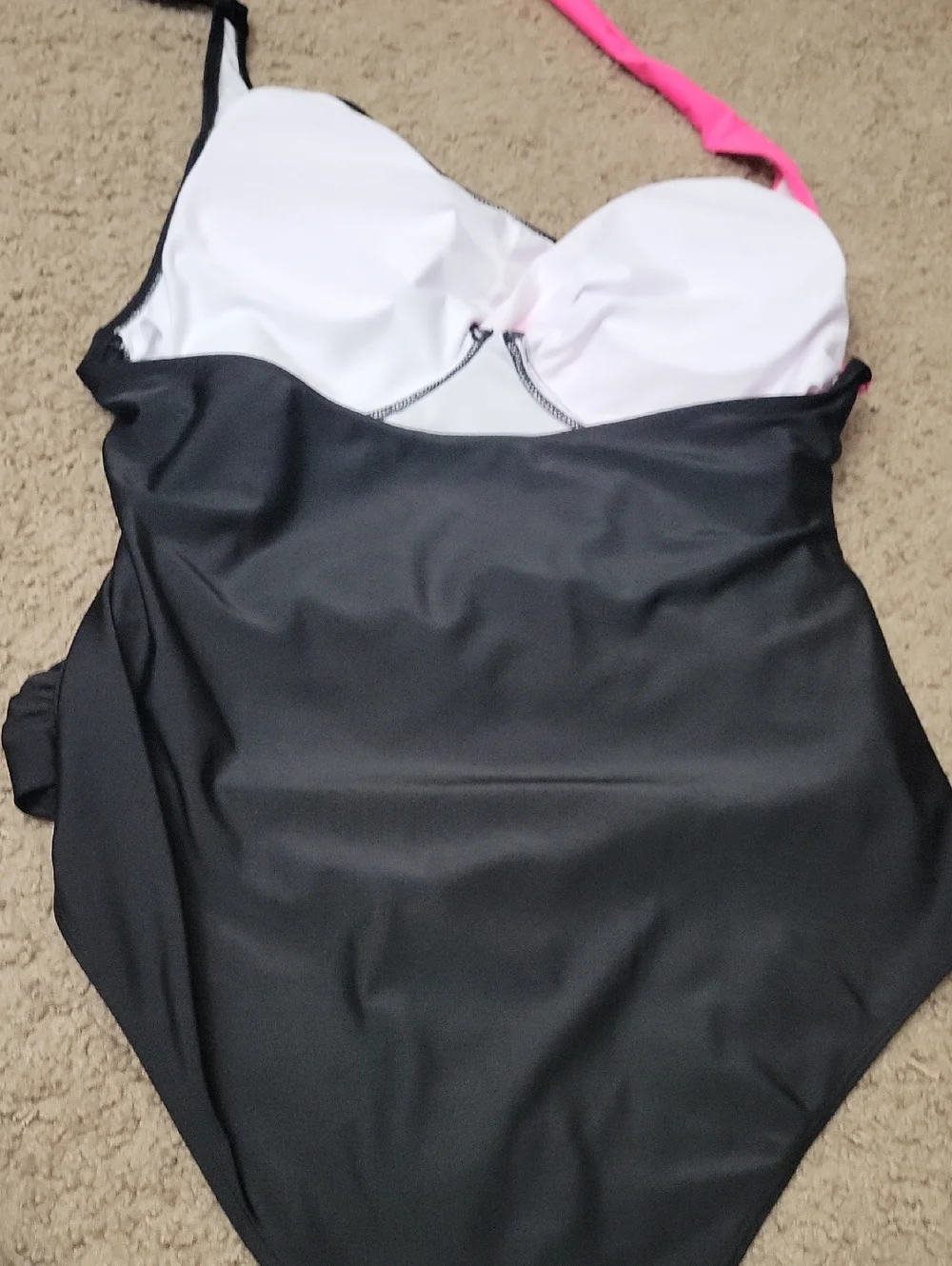 PlusSized Black and Hot Pink Cutout One-Piece Swimsuit